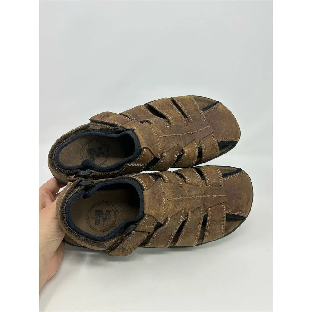 Merrell Men's Fisherman Sandals Brown Closed Toe Hook & Loop Outdoor Size 8